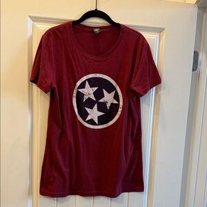 Red Tennessee Flag Graphic T-Shirt with Star Design